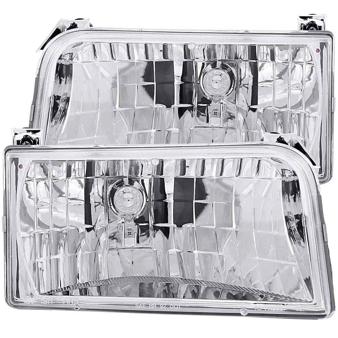 111247 – ANZO Headlight Assembly, Halogen Bulb Standard Beam Clear Lens Chrome Plated Housing Set Of 2